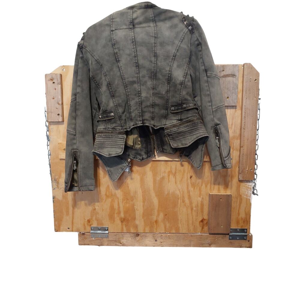 euro distressed moto jacket size small